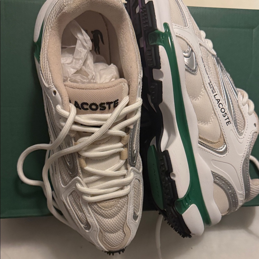 Lacoste White and Gray Athletic Shoes - Picture 11 of 13